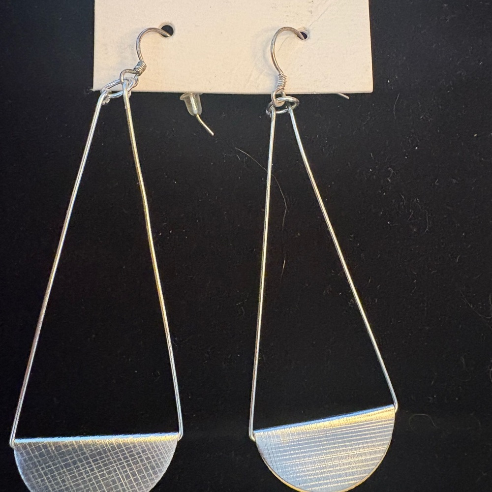 Cost Plus World Market Silver Geometric Earrings